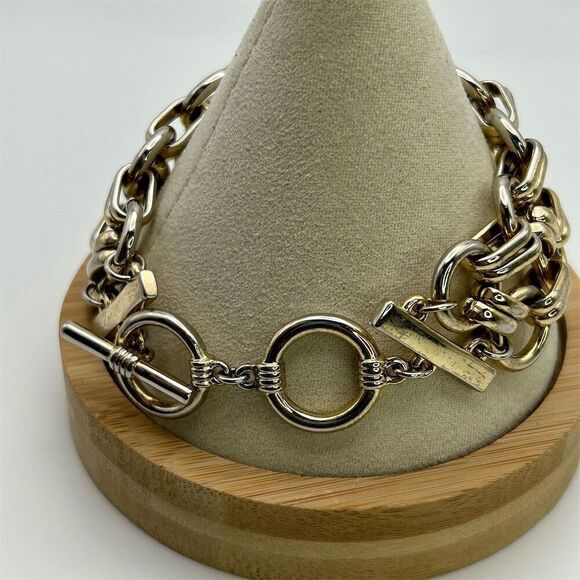 Premier Designs Chunky Gold Tone Chain Link Bracelet 8.5" Adjustable Toggle - Picture 5 of 10